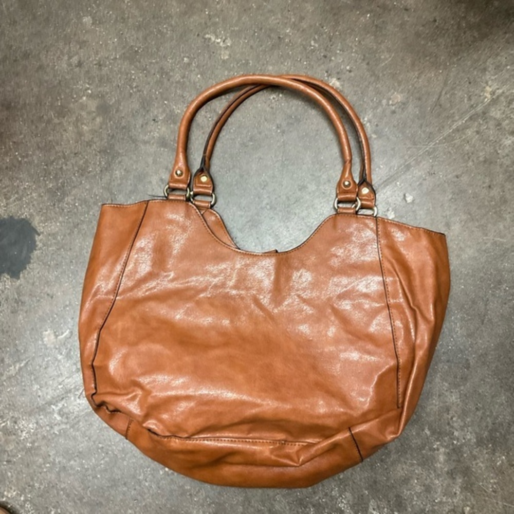 Elegant Brown Faux Leather Tote Bag